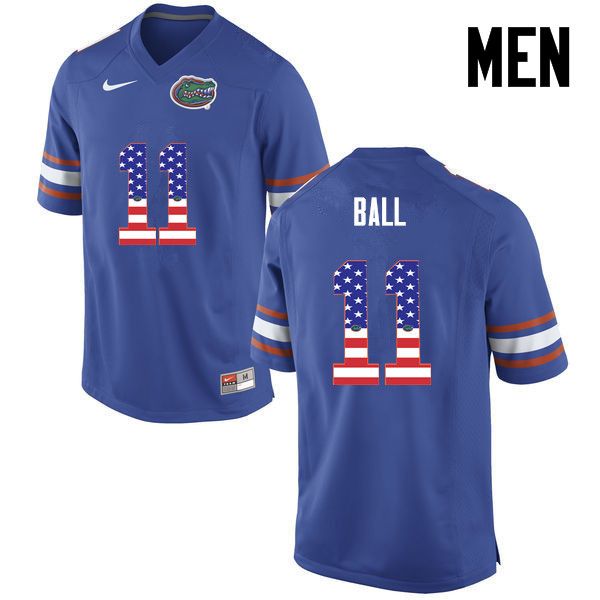 Men Florida Gators #11 Neiron Ball College Football USA Flag Fashion Jerseys-Blue - Click Image to Close